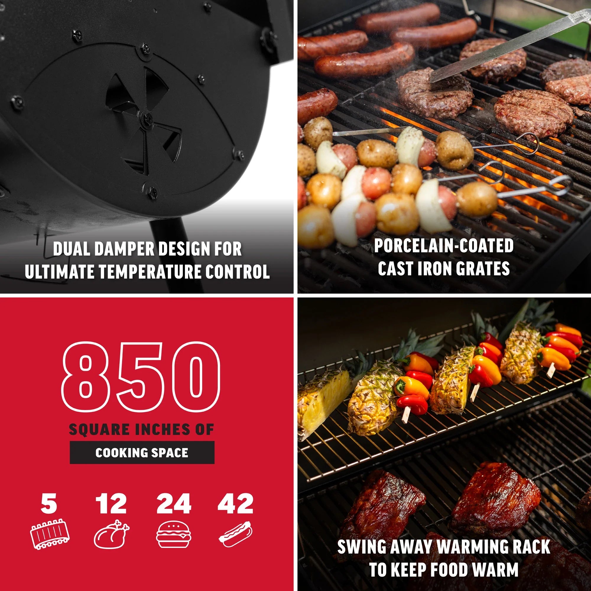 Char-Griller Pro Deluxe Charcoal Grill E2827