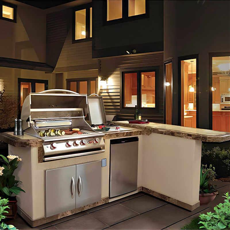 Cal Flame Malibu Q 8 Ft. L-Shaped BBQ Grill Island BBK-830