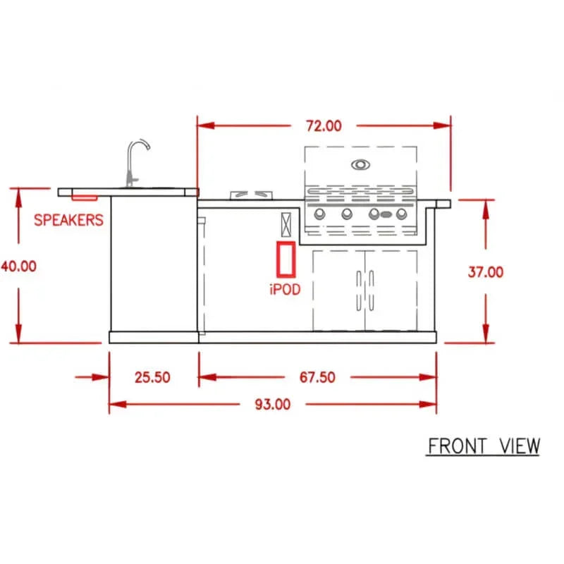 Cal Flame Carmel Q 8 Ft. L-Shaped BBQ Grill Island BBK870
