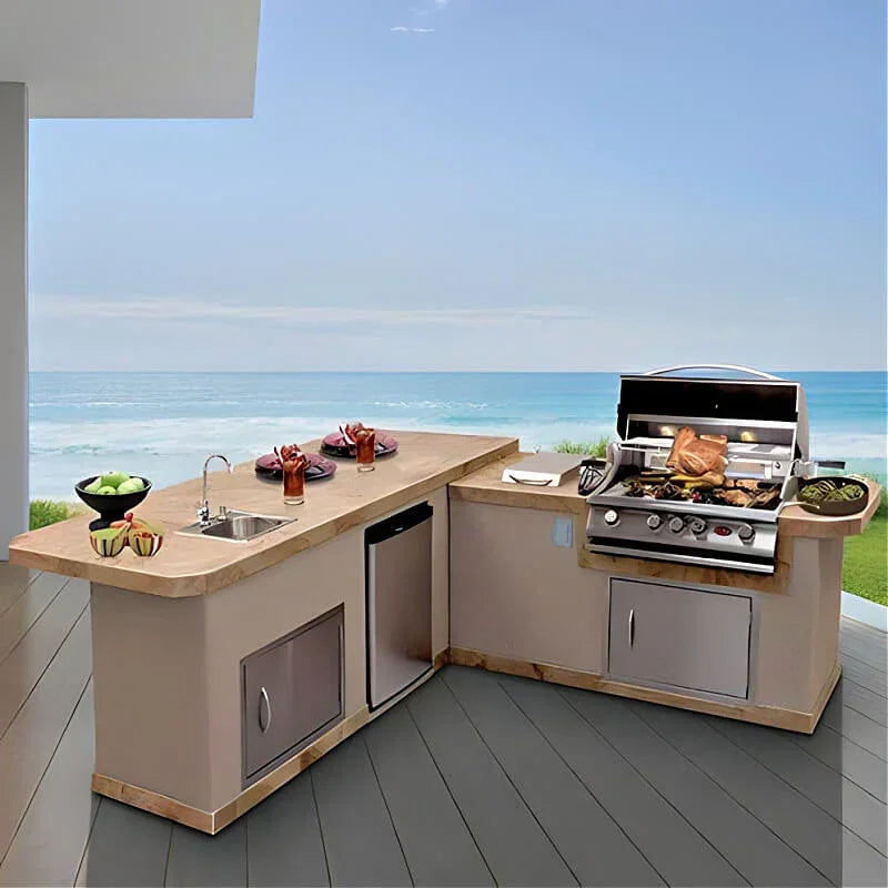 Cal Flame Carmel Q 8 Ft. L-Shaped BBQ Grill Island BBK870