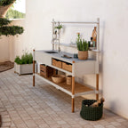 Cane-line Sticks Outdoor Kitchen Module with Teak Shelving and Integrated Sink
