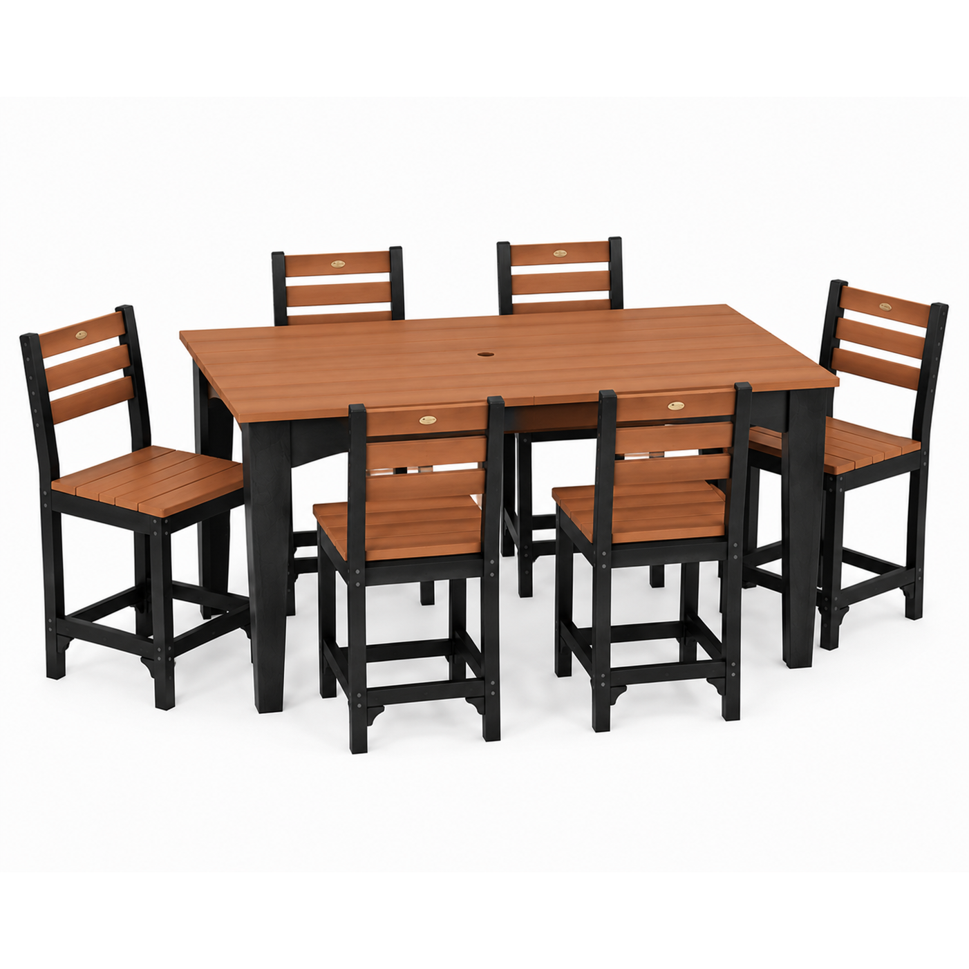 LuxCraft 44" x 72" Island 7-Piece Dining Table Set with 6 Side Chairs