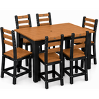 LuxCraft 44" x 72" Island 7-Piece Dining Table Set with 6 Side Chairs