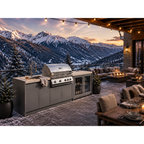 Whistler 34-Inch 4-Burner Gas Grill Island with Sink & Rotisserie Kit