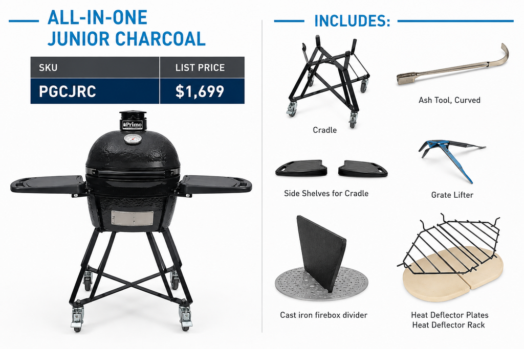 Primo Grills Oval Junior All-In-One Kamado Grill PGCJRC