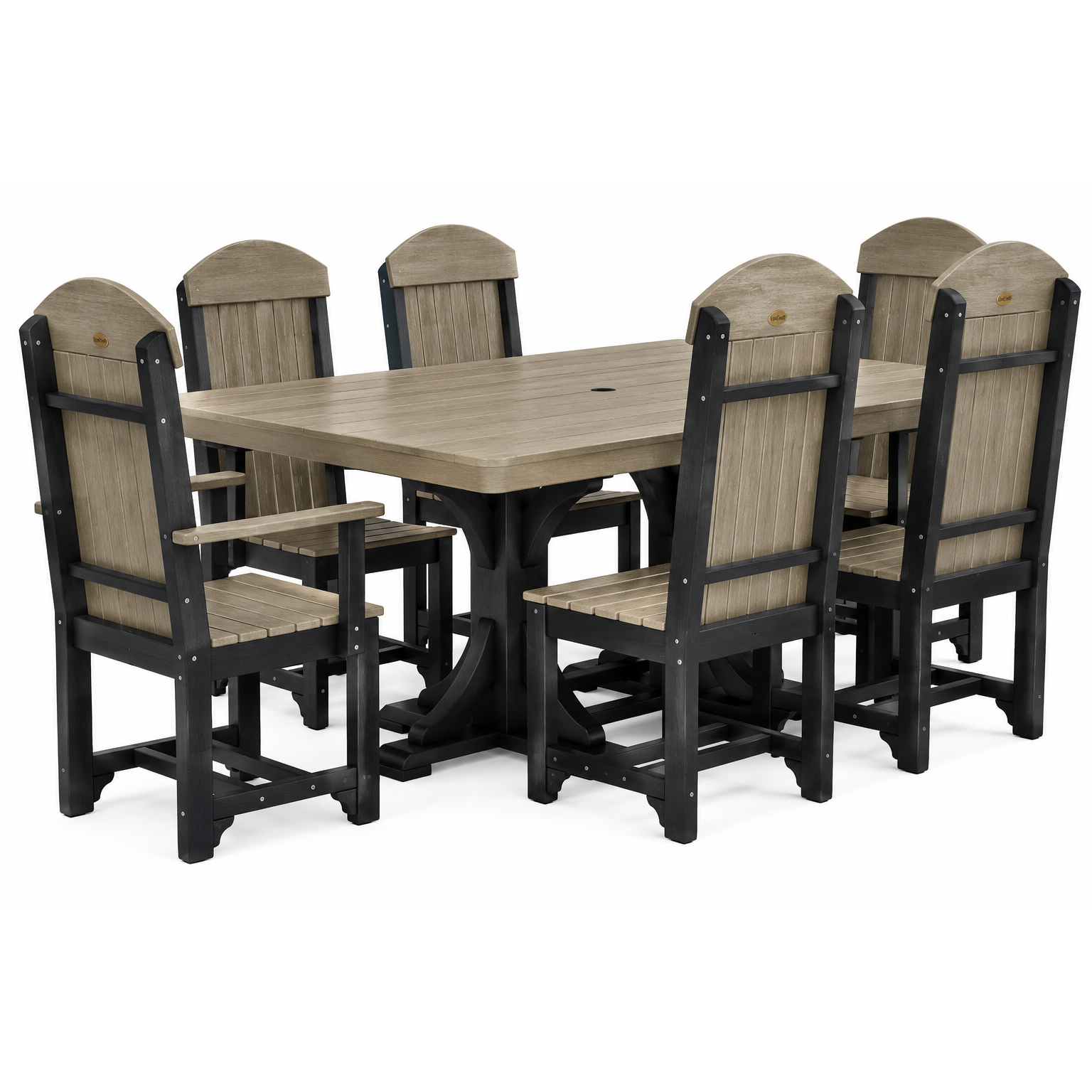 LuxCraft 4' x 6' Rectangle Dining Table Set with 6 Chairs