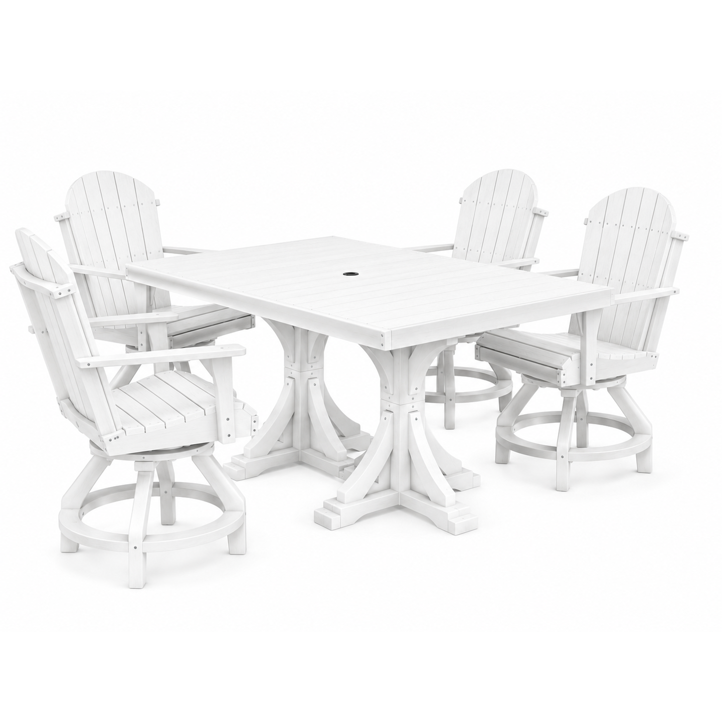LuxCraft 4' x 6' Rectangle Dining Table Set with Swivel Chairs