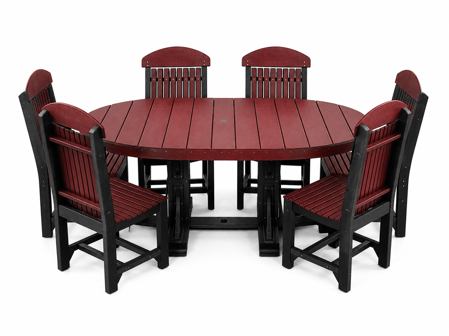 LuxCraft 4' x 6' Oval 7-Piece Dining Table Set with 4 Side and 2 Arm Chairs
