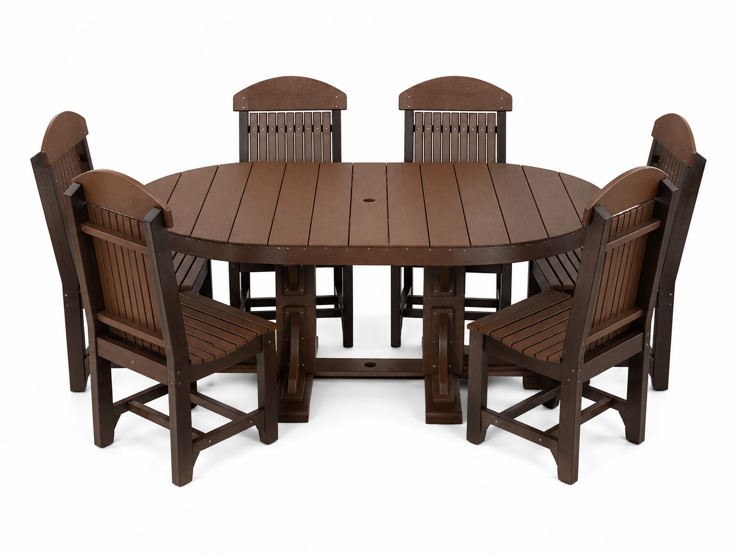 LuxCraft 4' x 6' Oval 7-Piece Dining Table Set with 4 Side and 2 Arm Chairs