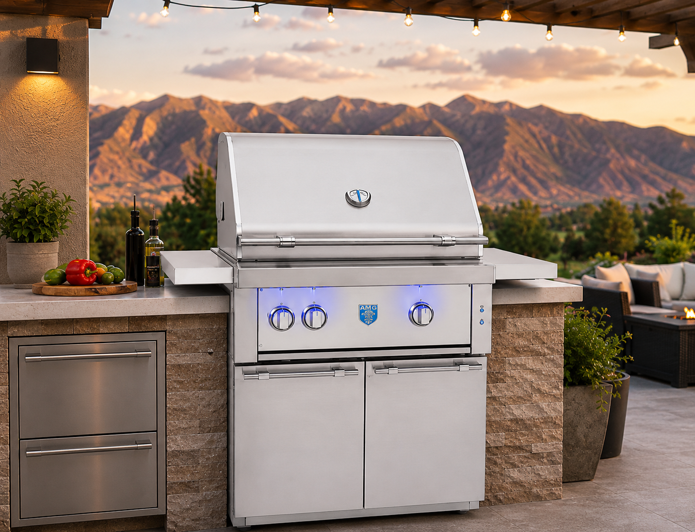 American Made Grills Estate 30-Inch Freestanding Gas Grill Rotisserie