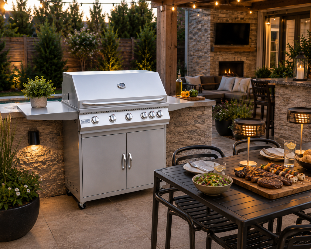 kokomo-5-burner-40-inch-cart-model-bbq-grill-with-locking-casters-304-stainless-steel