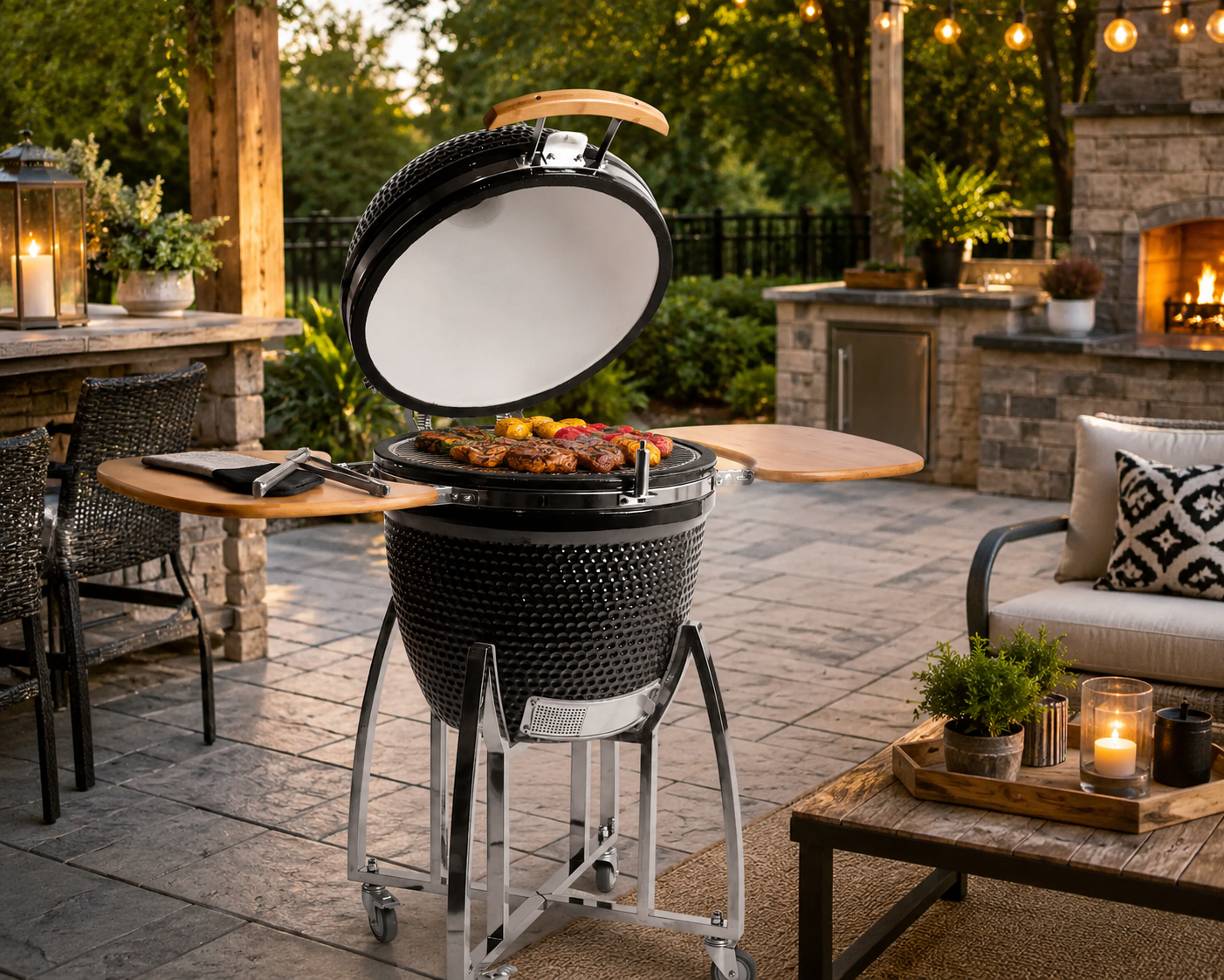 KoKoMo 21 Inch Ceramic Kamado Charcoal BBQ Grill and Smoker
