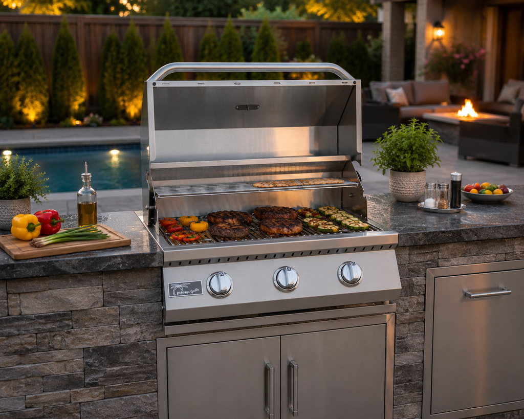 KoKoMo 26 Inch 3-Burner Built-In Stainless Steel Gas BBQ Grill (Grill Only)