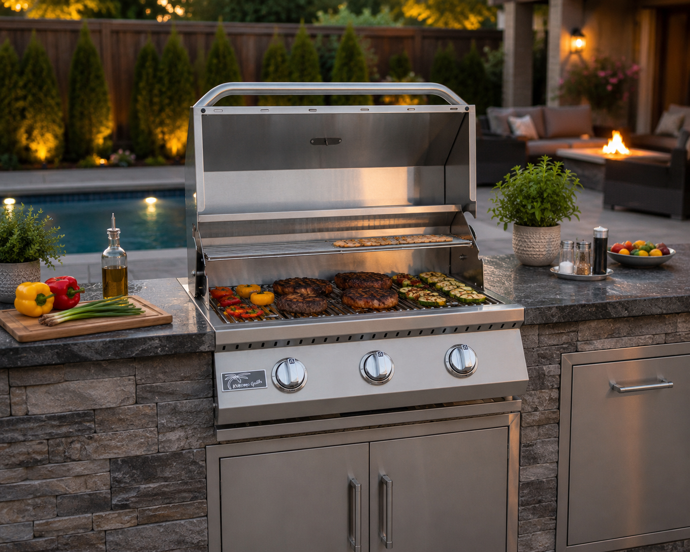 KoKoMo 26 Inch 3-Burner Built-In Stainless Steel Gas BBQ Grill (Grill Only)