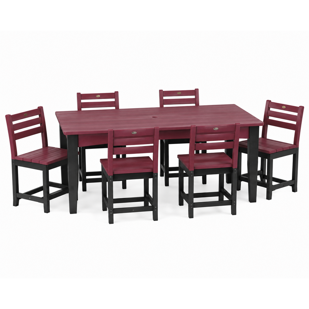 LuxCraft 44" x 72" Island 7-Piece Dining Table Set with 6 Side Chairs