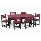LuxCraft 44" x 72" Island 7-Piece Dining Table Set with 6 Side Chairs
