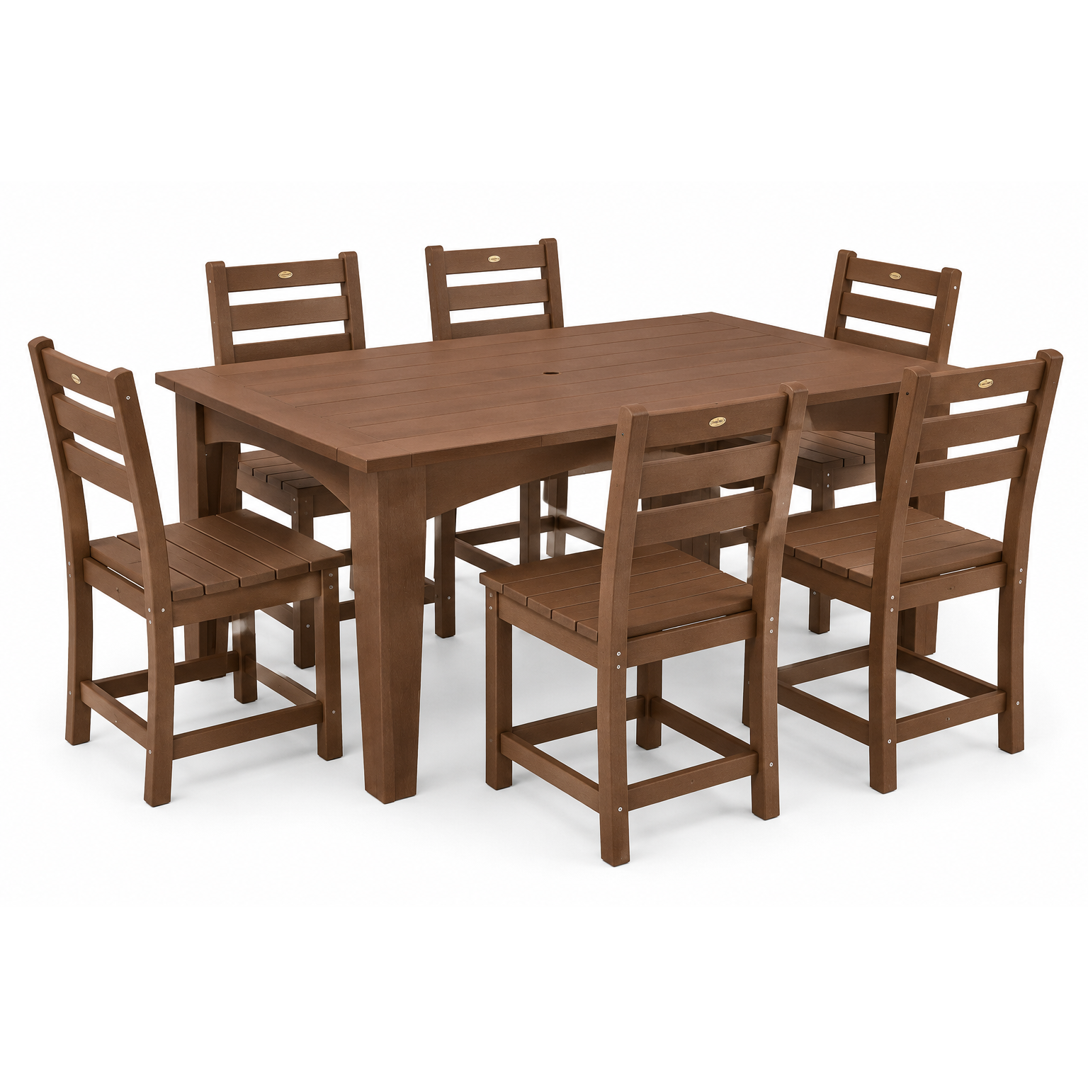 LuxCraft 44" x 72" Island 7-Piece Dining Table Set with 6 Side Chairs