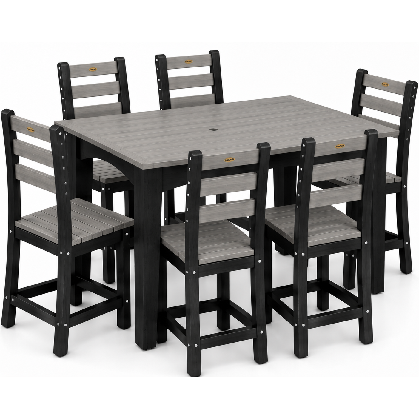 LuxCraft 44" x 72" Island 7-Piece Dining Table Set with 6 Side Chairs