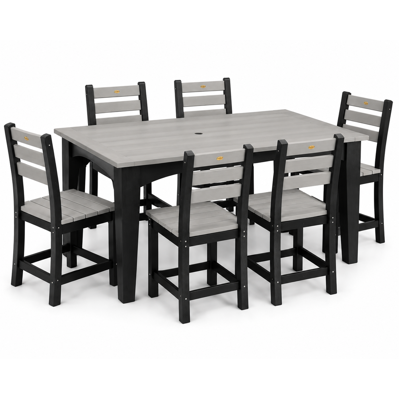 LuxCraft 44" x 72" Island 7-Piece Dining Table Set with 6 Side Chairs