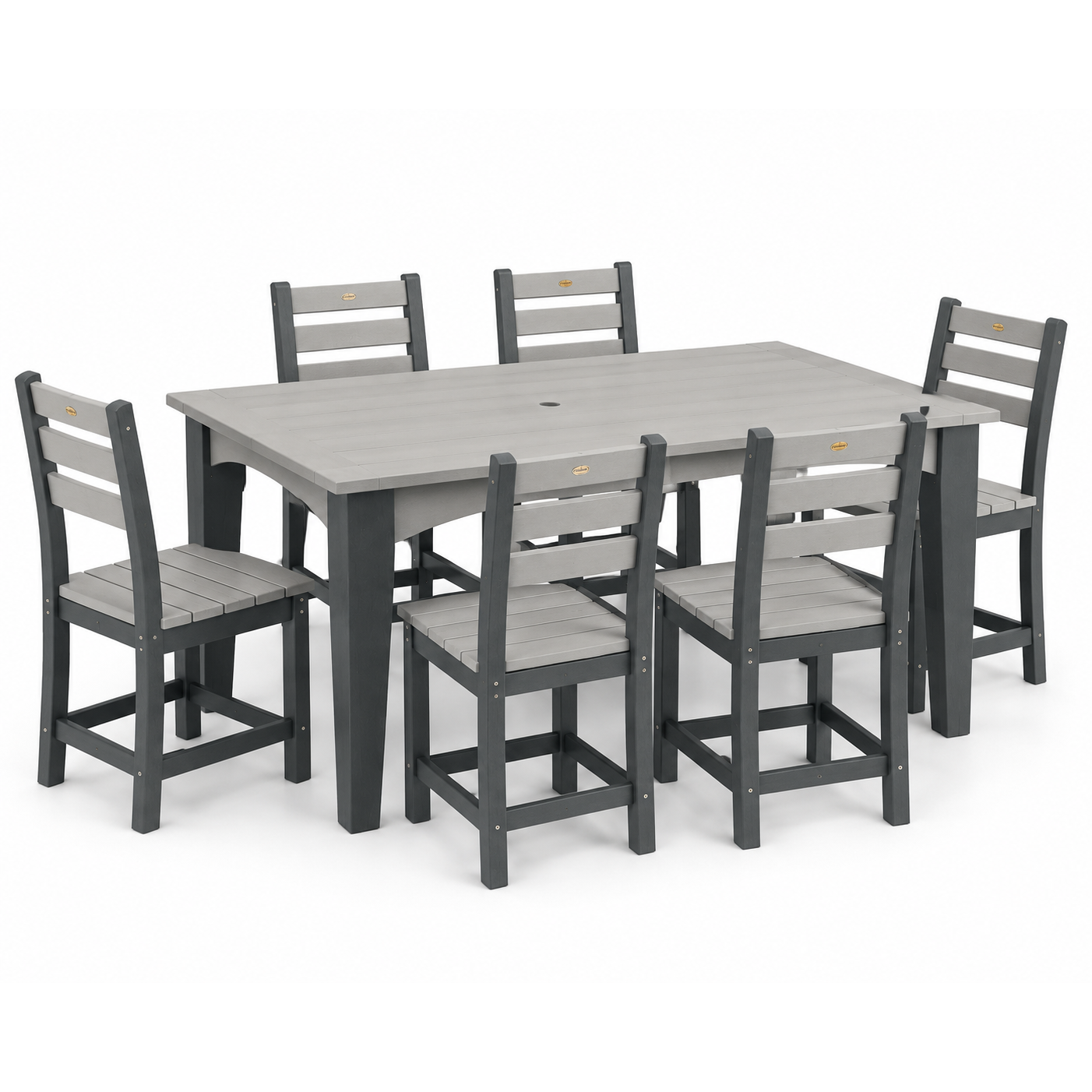 LuxCraft 44" x 72" Island 7-Piece Dining Table Set with 6 Side Chairs