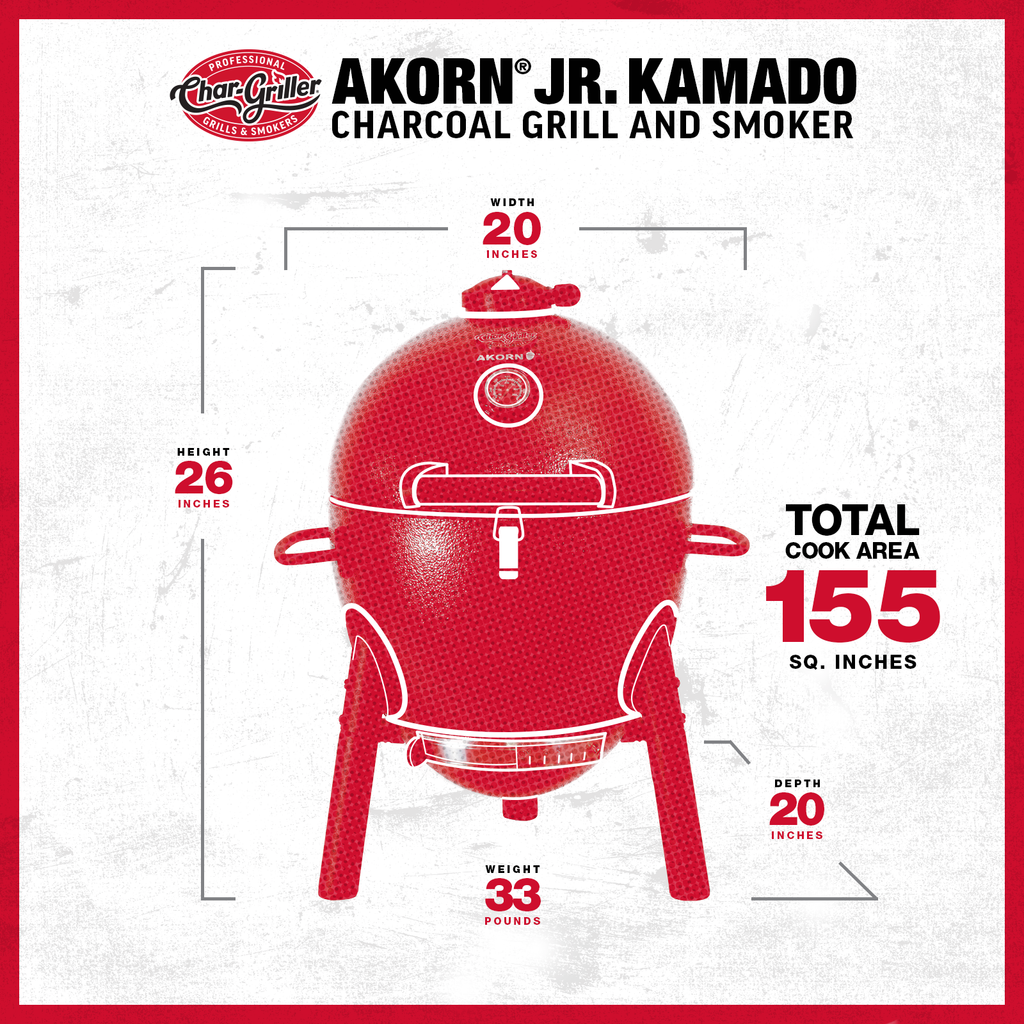 Char-Griller AKORN Jr. Kamado Charcoal Grill Grey