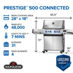 Napoleon Prestige 500 Connected Natural Gas Grill with Infrared Side and Rear Burner P500VXRSIBNSS