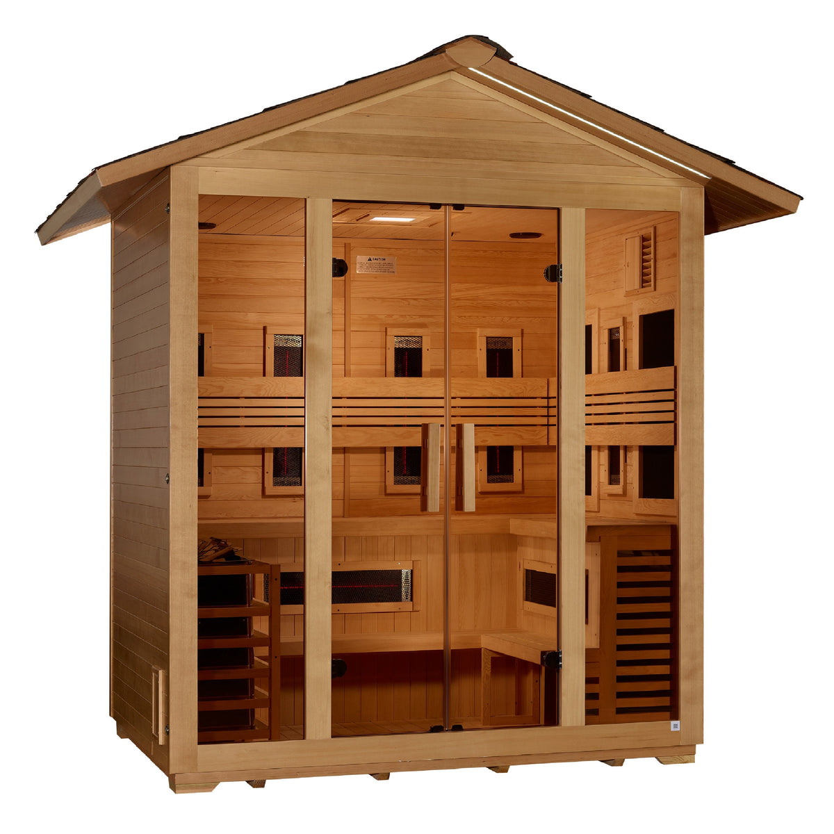 Golden Designs "Gargellen" 5 Person Hybrid (PureTech™ Full Spectrum IR or Traditional Stove) Outdoor Sauna (GDI-8125-01)