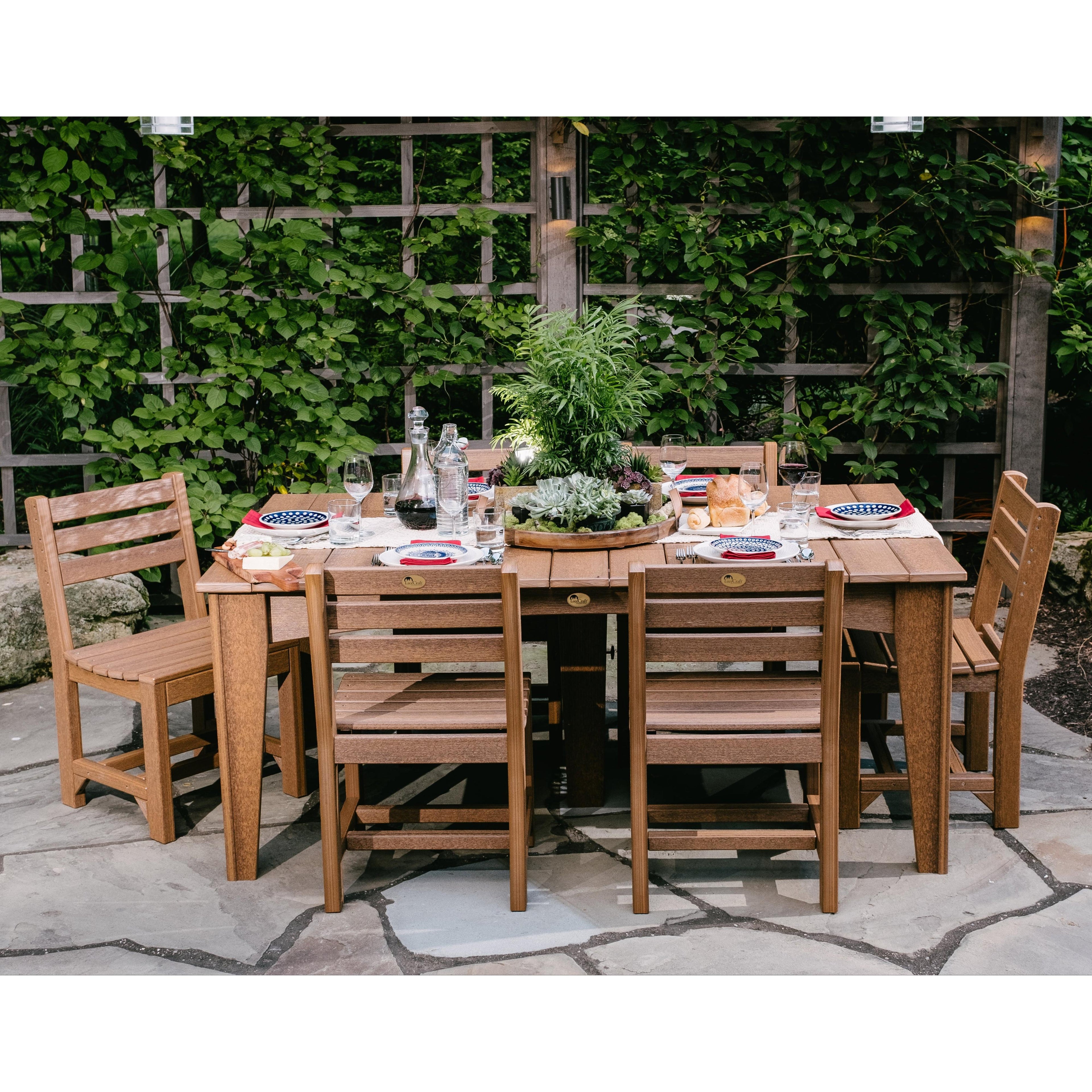 LuxCraft 44" x 72" Island 7-Piece Dining Table Set with 6 Side Chairs