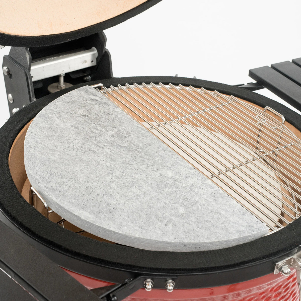 Classic Joe® Half Moon Soapstone, Half Moon Cast Iron Reversible Griddle, and Cover