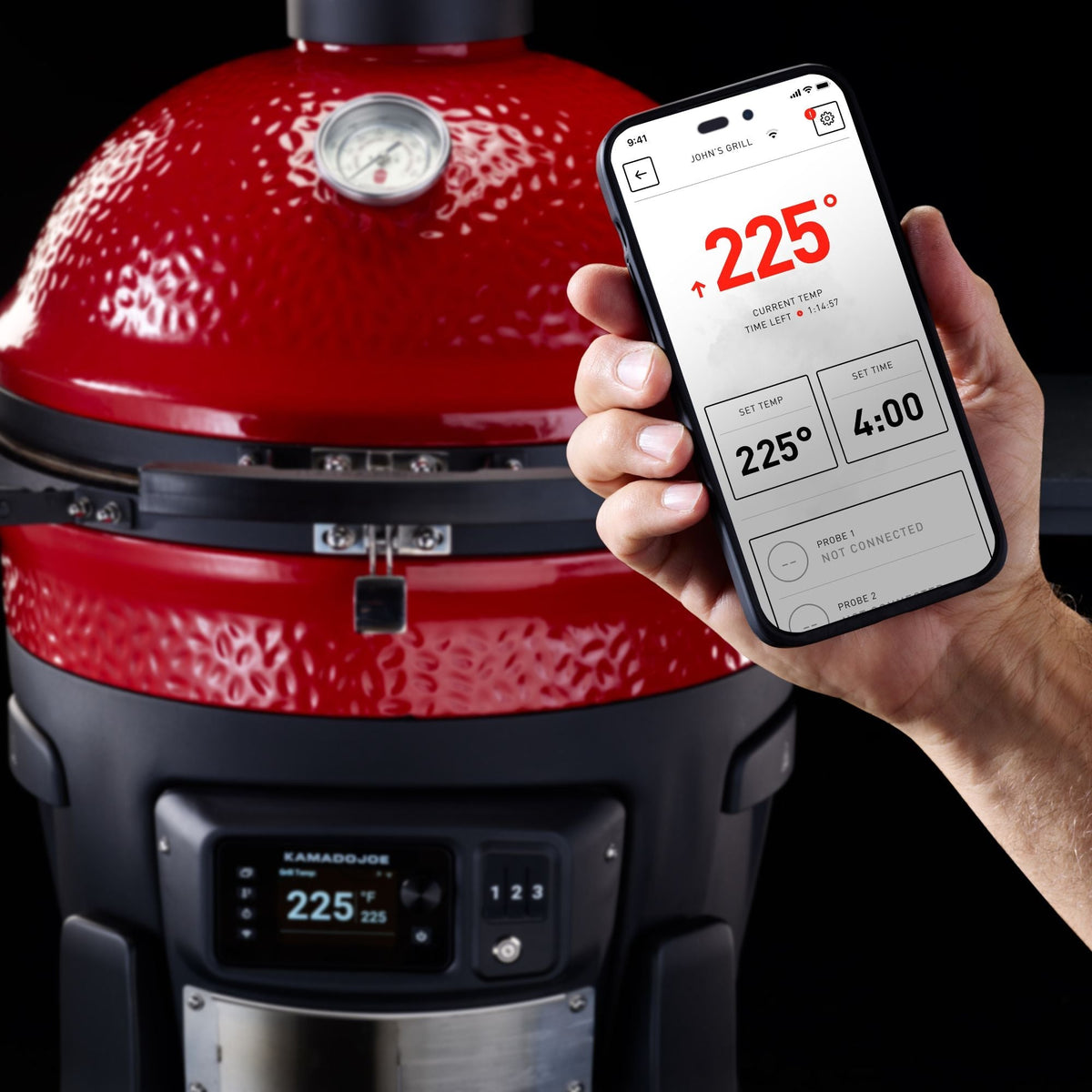 Konnected Joe™ Digital Charcoal Grill and Smoker, Cover, and Grate Bundle