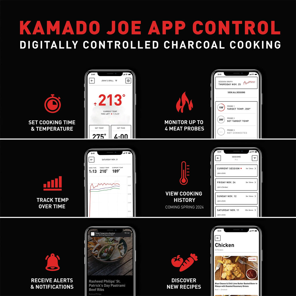 Kamado Joe Konnected Joe 24-Inch Digital Charcoal Grill and Smoker Stainless