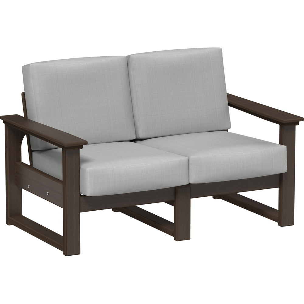 LuxCraft Lanai Deep Seating Loveseat (LDSL) - LDSLBZW Lanai Deep Seating Loveseat (Brazilian Walnut-Spectrum Dove)