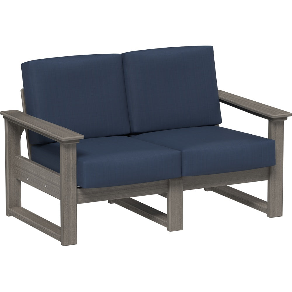 LuxCraft Lanai Deep Seating Loveseat (LDSL) - LDSLCG Lanai Deep Seating Loveseat (Coastal Gray-Spectrum Indigo)