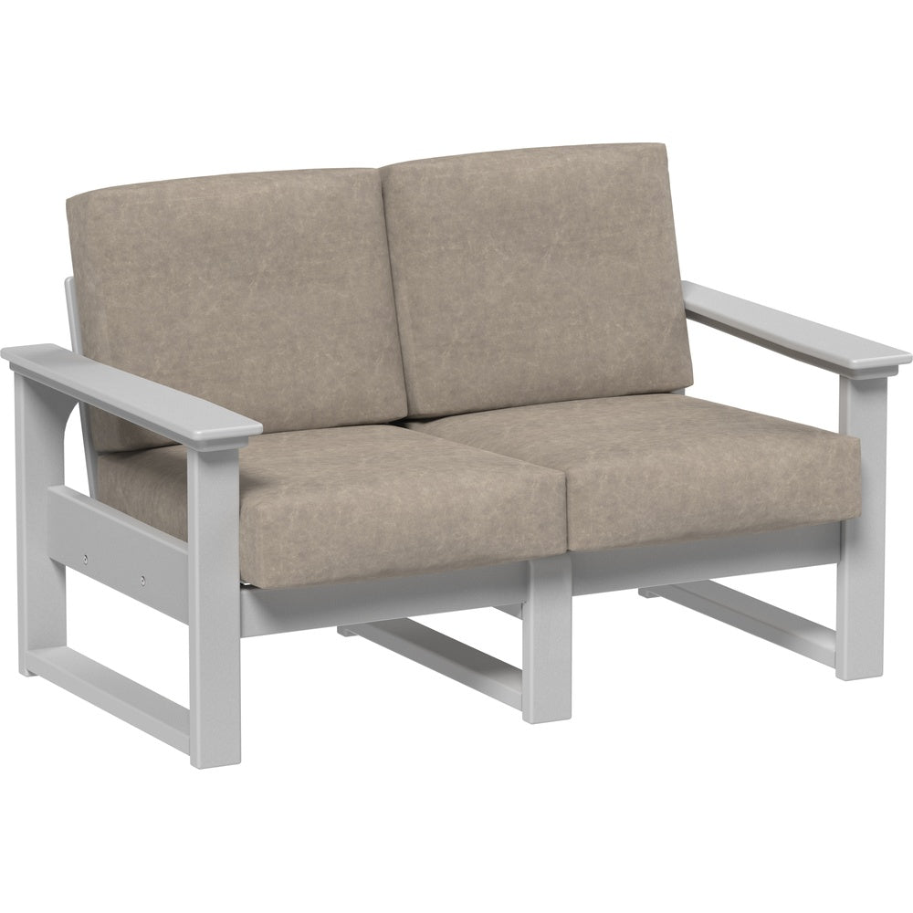 LuxCraft Lanai Deep Seating Loveseat (LDSL) - LDSLDG Lanai Deep Seating Loveseat (Dove Gray-Marine Leatherette Ash Gray)