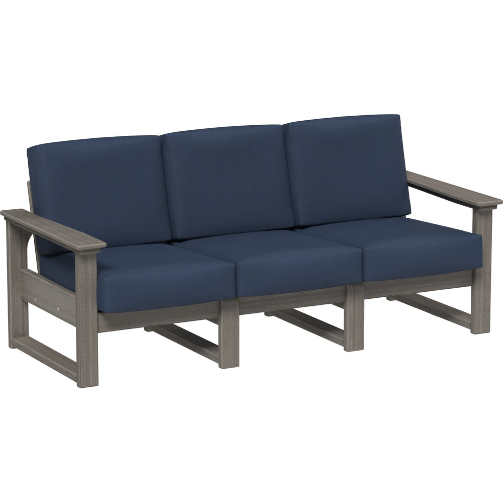 LuxCraft Lanai Deep Seating Sofa (LDSS) - LDSSCG Lanai Deep Seating Sofa (Coastal Gray-Spectrum Indigo)