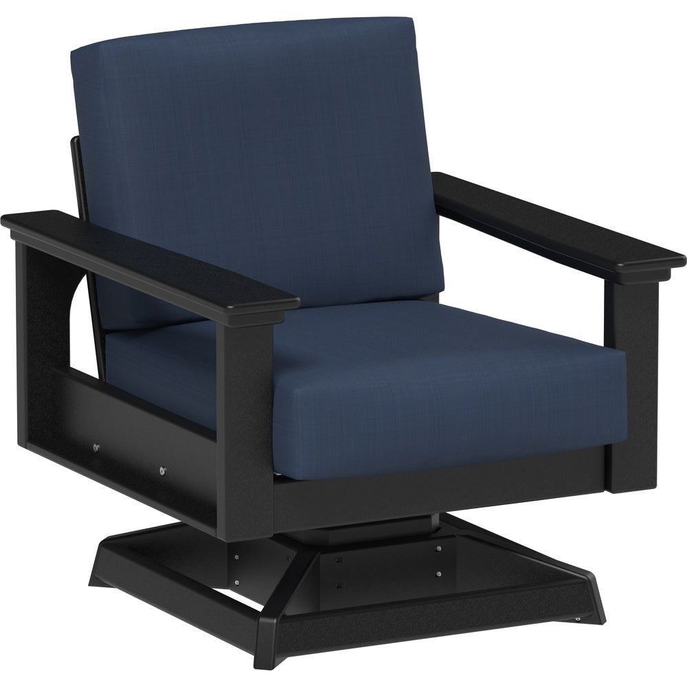 LuxCraft Lanai Deep Seating Swivel Rocker (LDSSR) - LDSSRBK Lanai Deep Seating Swivel Rocker (Black-Spectrum Indigo)