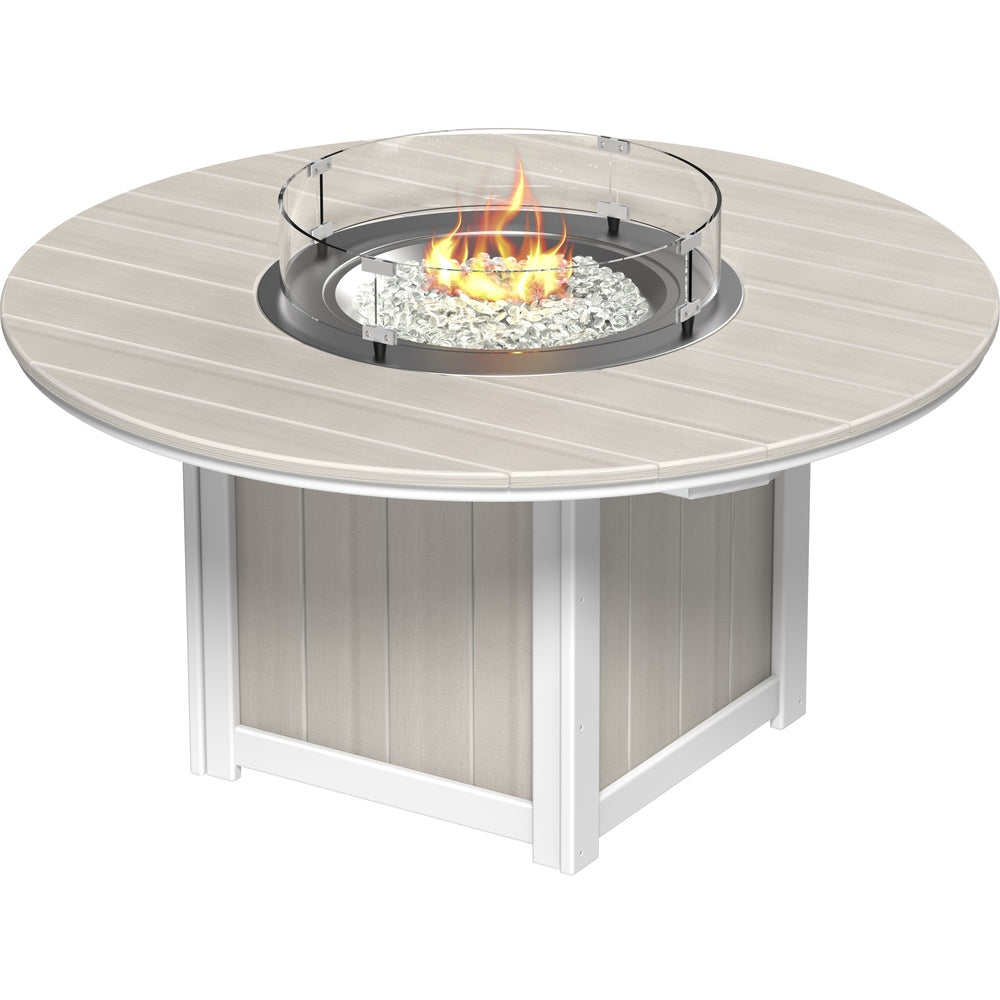 LuxCraft Lumin Fire Table 60" Round (LFT60R) - LFT60RBIW Lumin Fire Table 60'' Round (Birch & White) Dining Height
