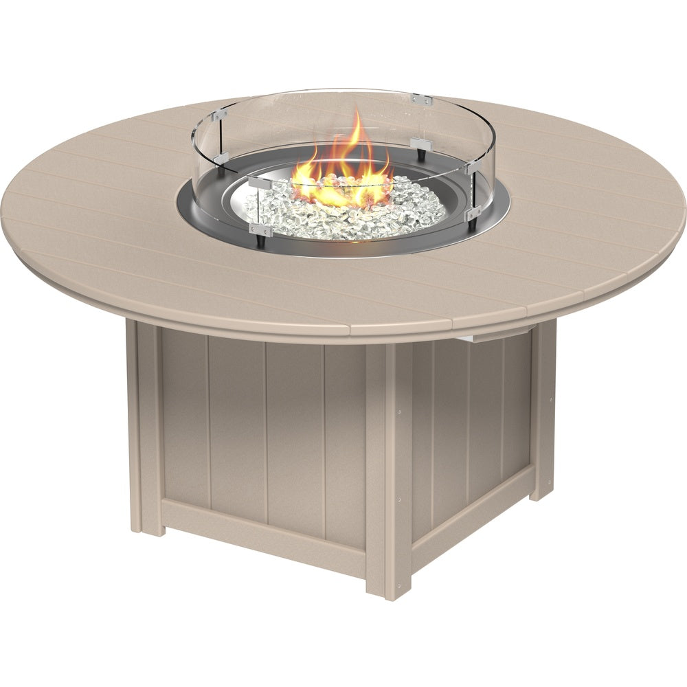 LuxCraft Lumin Fire Table 60" Round (LFT60R) - LFT60RWW Lumin Fire Table 60'' Round (Weatherwood) Dining Height