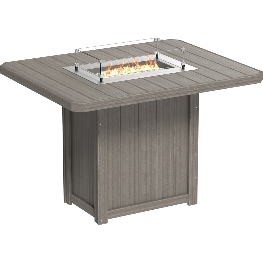 LuxCraft Lumin Fire Table 62" Rectangular (LFT62R) - LFT62RCG Lumin Fire Table 62'' Rectangular (Coastal Gray) Bar Height