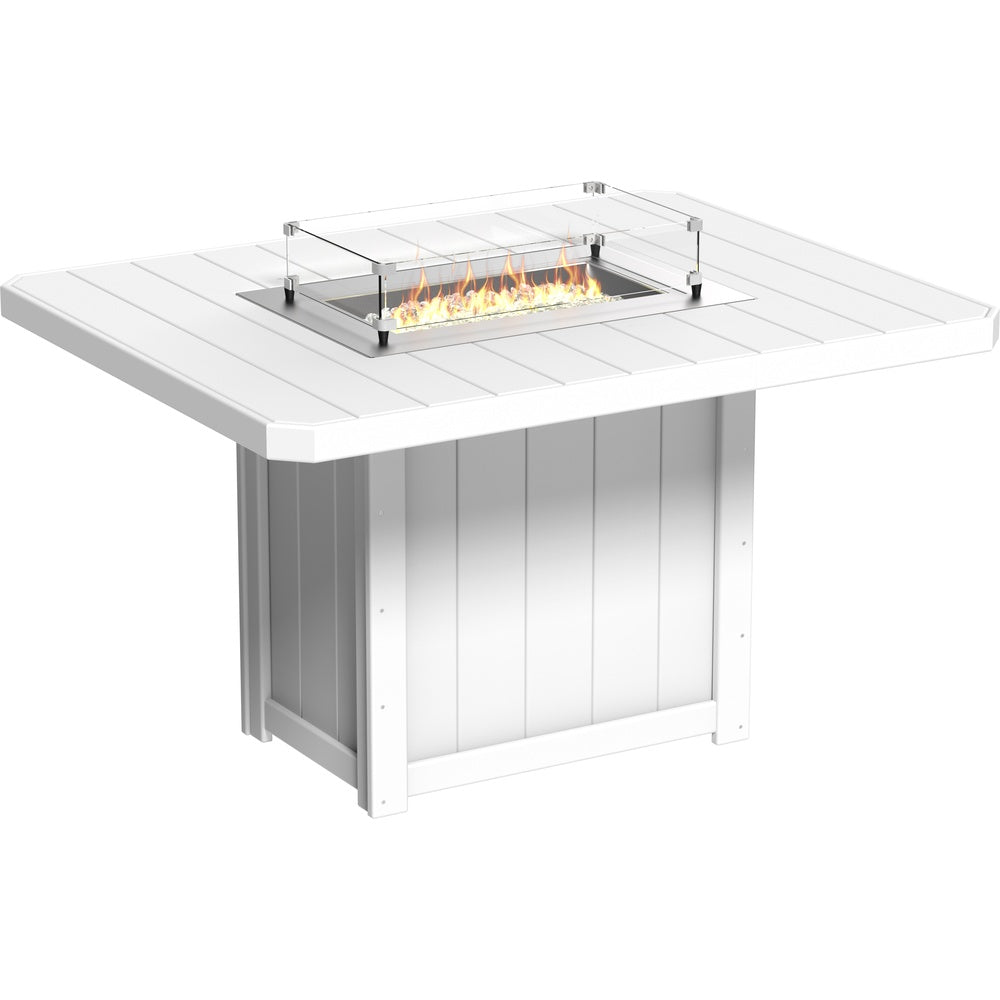 LuxCraft Lumin Fire Table 62" Rectangular (LFT62R) - LFT62RW Lumin Fire Table 62'' Rectangular (White) Counter Height