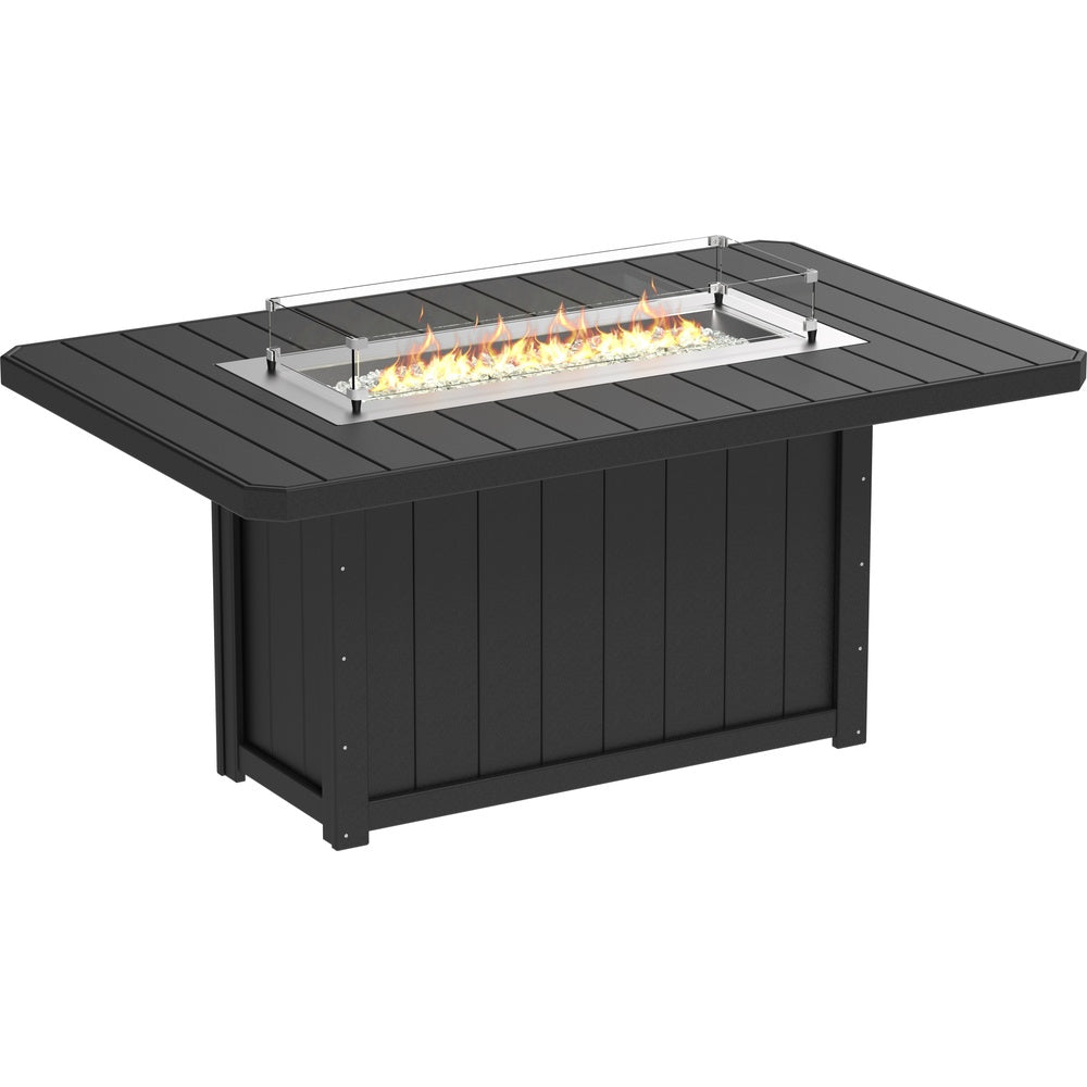LuxCraft Lumin Fire Table 79" Rectangular (LFT79R) - LFT79RBK Lumin Fire Table 79'' Rectangular (Black) Counter Height