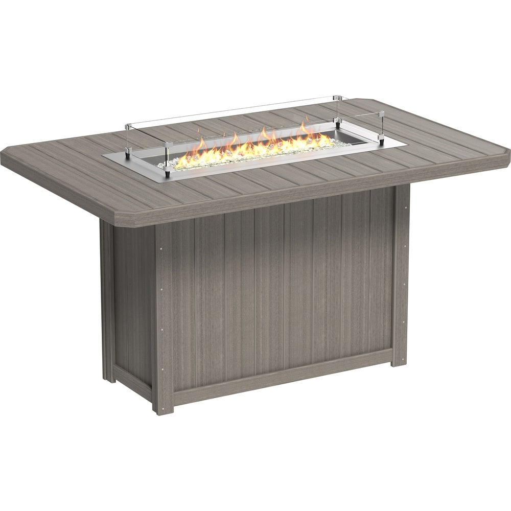 LuxCraft Lumin Fire Table 79" Rectangular (LFT79R) - LFT79RCG Lumin Fire Table 79'' Rectangular (CG) Bar Height