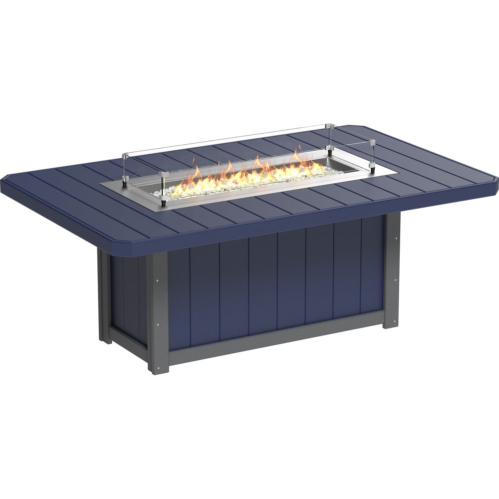 LuxCraft Lumin Fire Table 79" Rectangular (LFT79R) - LFT79RPBS Lumin Fire Table 79'' Rectangular (PBS) Dining Height