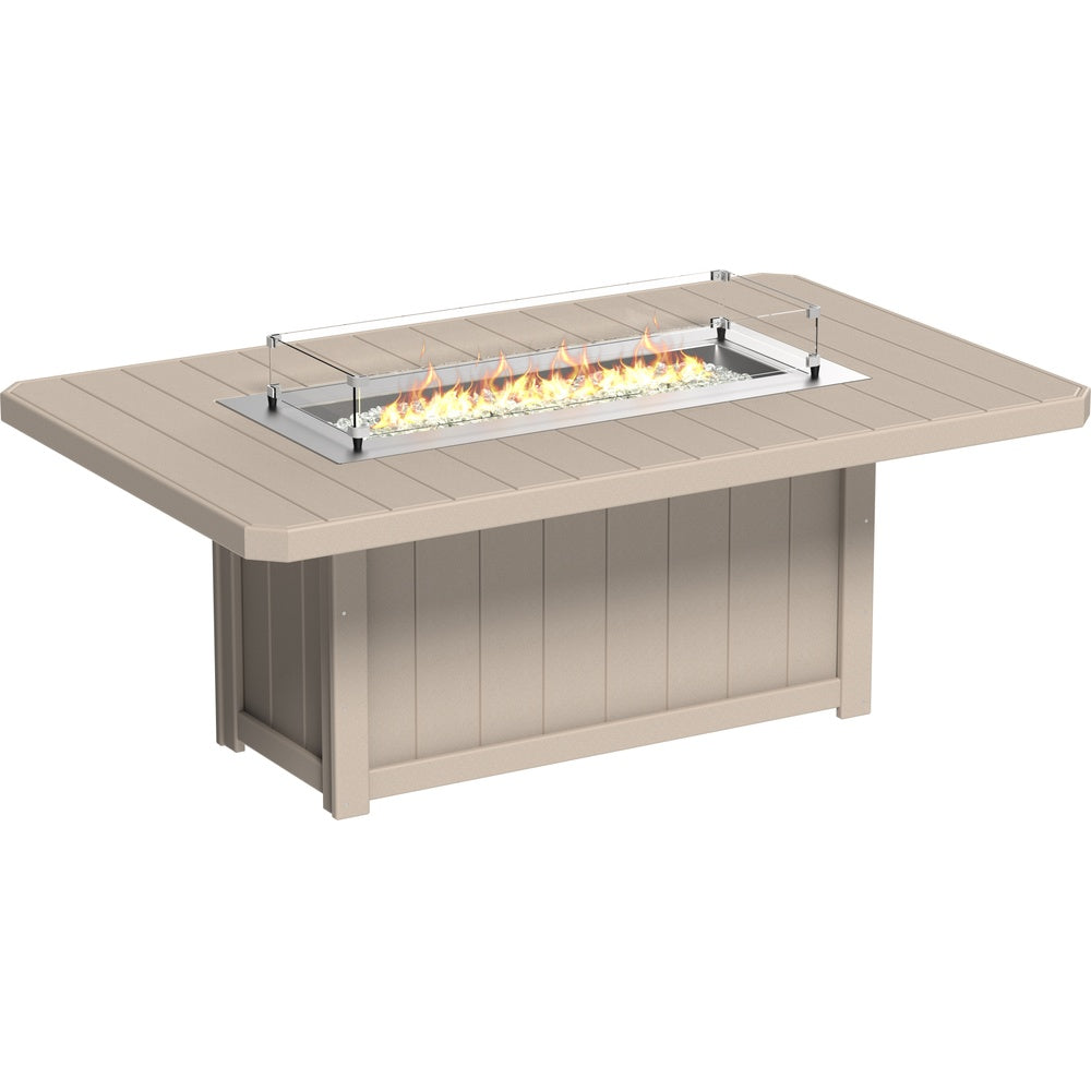 LuxCraft Lumin Fire Table 79" Rectangular (LFT79R) - LFT79RWW Lumin Fire Table 79'' Rectangular (WW) Dining Height