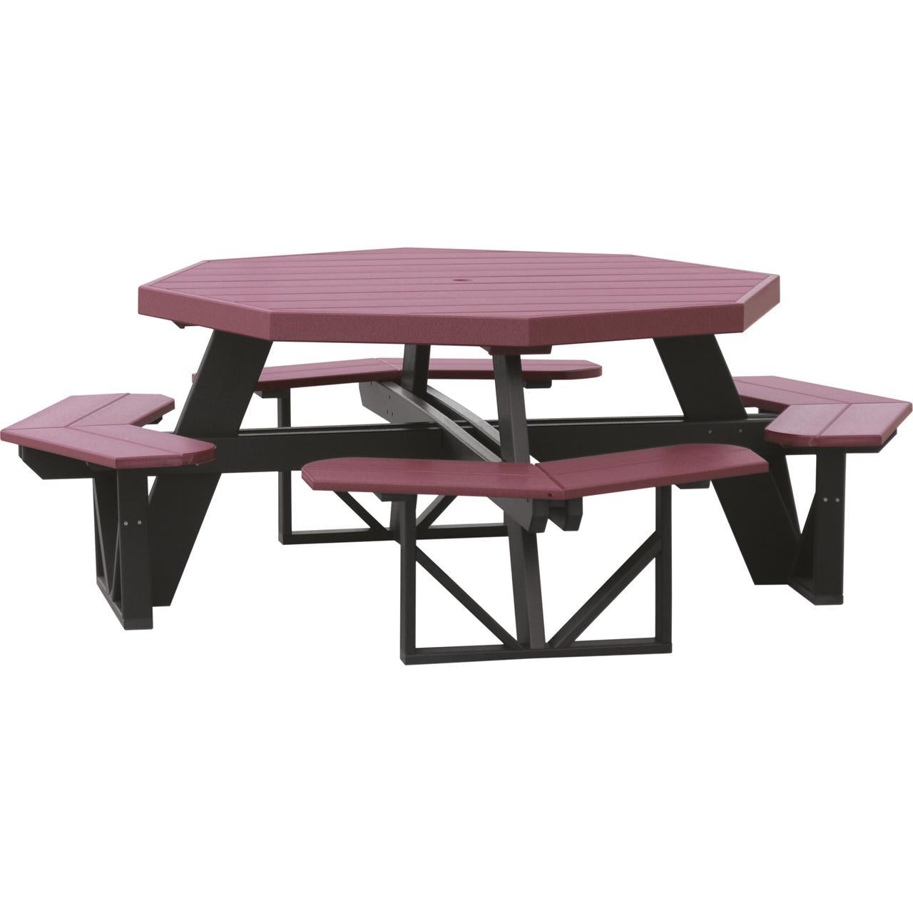 LuxCraft Octagon 60-Inch Recycled Plastic Picnic Table with Umbrella Hole