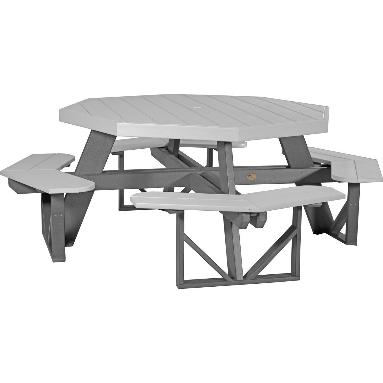 LuxCraft Octagon 60-Inch Recycled Plastic Picnic Table with Umbrella Hole