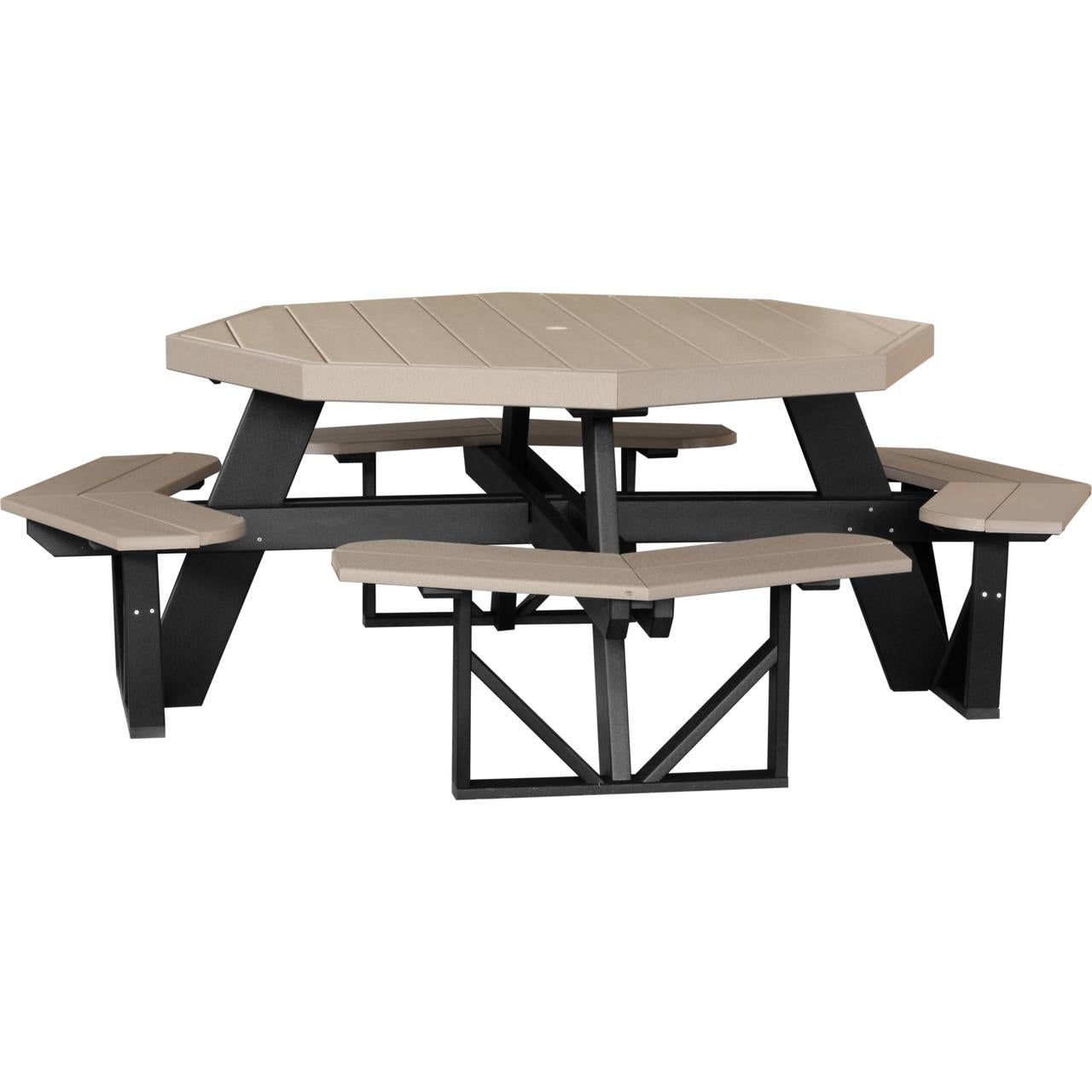 LuxCraft Octagon 60-Inch Recycled Plastic Picnic Table with Umbrella Hole