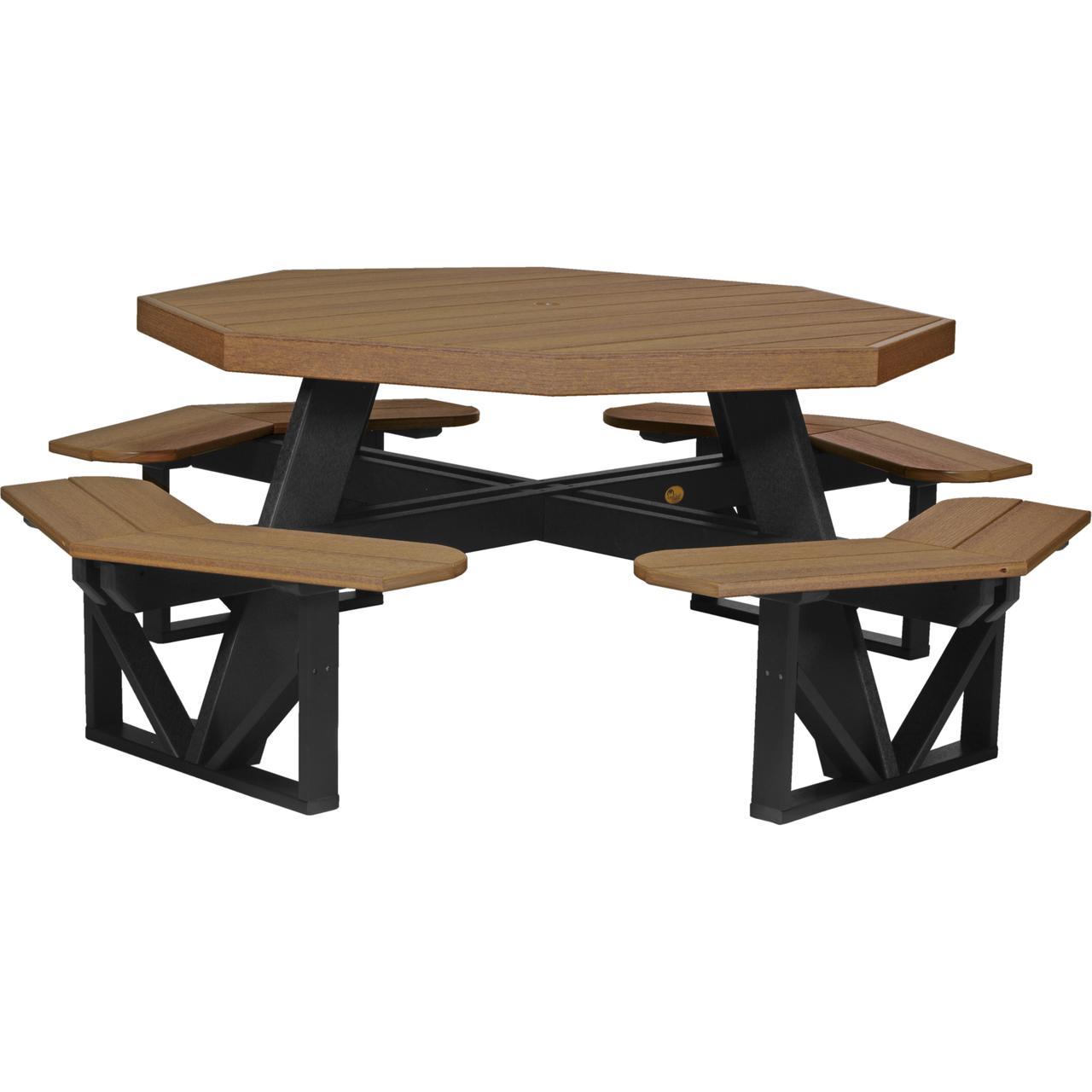 LuxCraft Octagon 60-Inch Recycled Plastic Picnic Table with Umbrella Hole