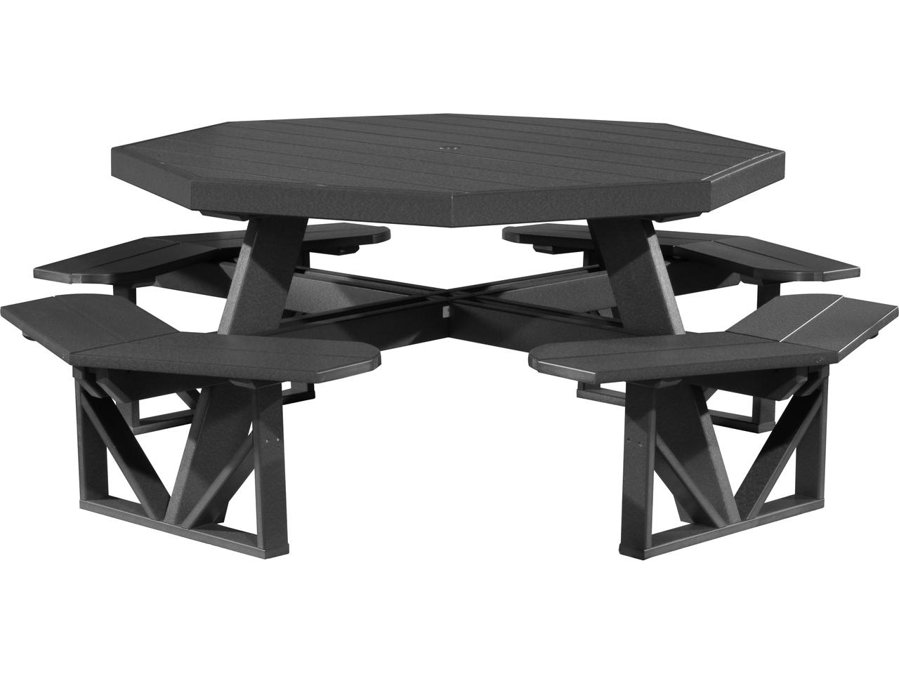 LuxCraft Octagon 60-Inch Recycled Plastic Picnic Table with Umbrella Hole