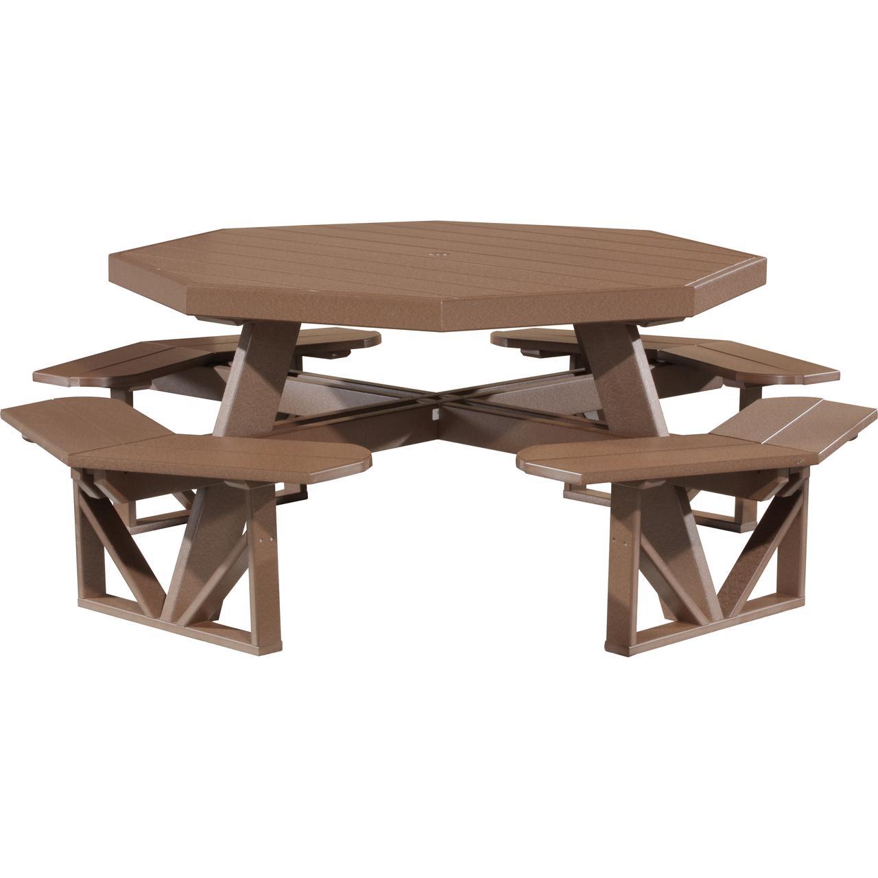 LuxCraft Octagon 60-Inch Recycled Plastic Picnic Table with Umbrella Hole